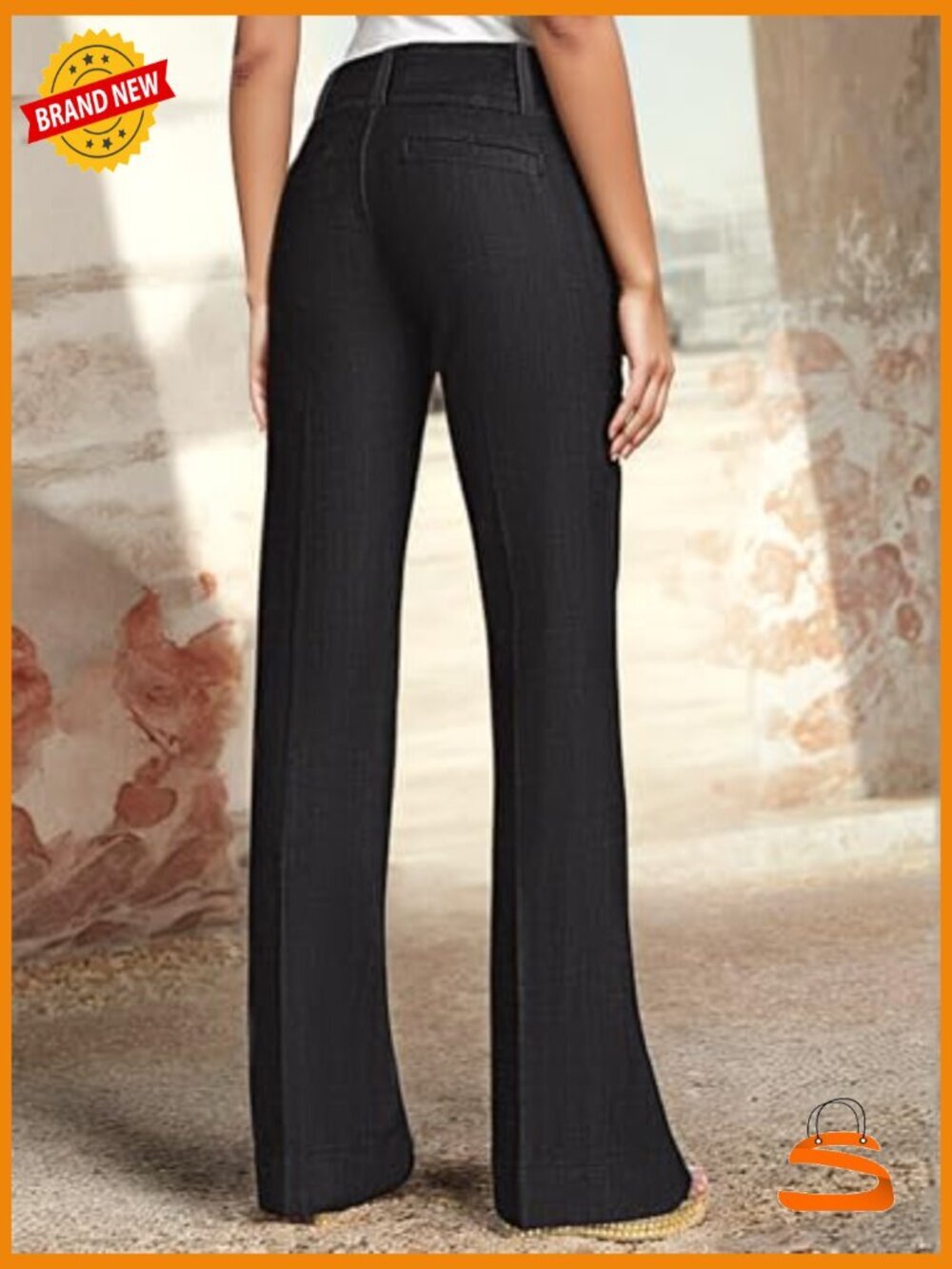 Bootcut Dress Pants Mid Rise Double Button Work Slacks - Picture 3 of 6